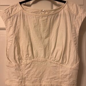Anthropologie Off-White Cap Sleeve Crop Top